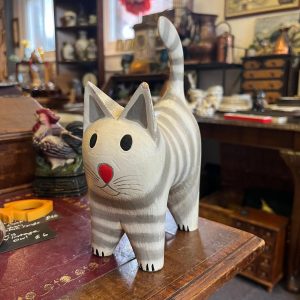 Sweet Hand Carved Wooden Cat