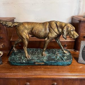 Gilded Plaster Dog Statue