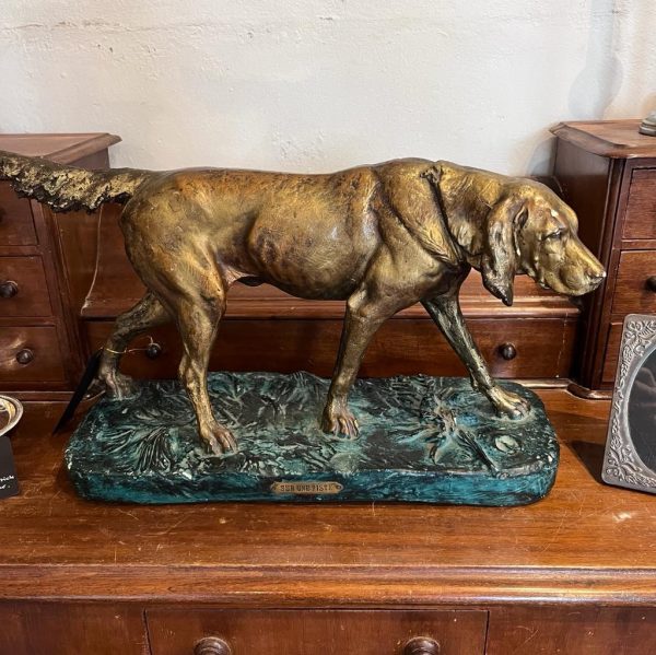 Gilded Plaster Dog Statue