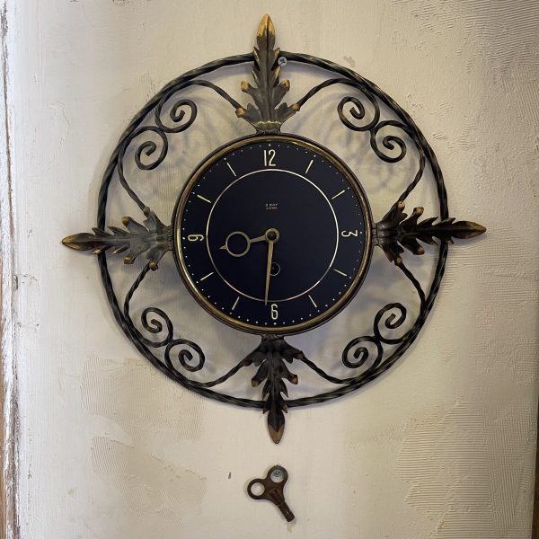 Vintage metal 8 day, 4 Jewel Clock With Key