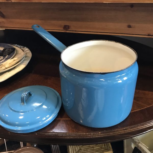 Turquoise And Cream Enamel Bain Marie - Image 2