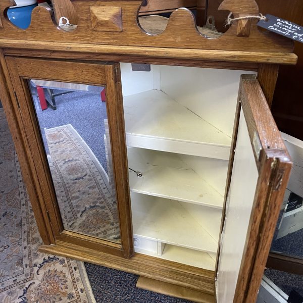 Lovely Antique Corner Cabinet With Mirrored Doors - Image 2