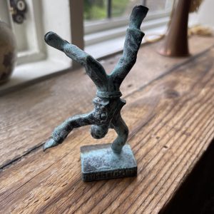 Cartwheeling Figurine, Brass With Patina, Düsseldorf