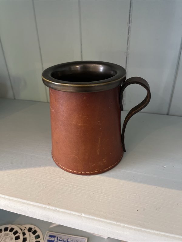 Vintage Ceramic and Hide Mug / Tankard
