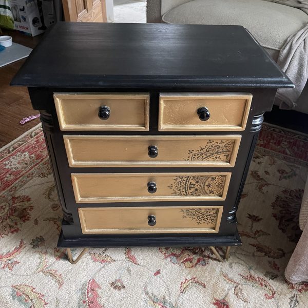 Lovely Set Of Black And Gold Drawers
