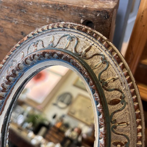 Beautiful old wooden oval mirror in muted tones - Image 2