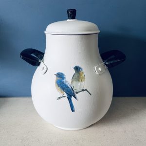 Hand Painted Lidded Decorative Pot