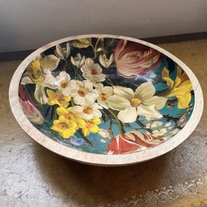 Lacquered Floral Wooden Bowls