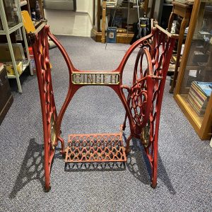 Antique Singer Cast Iron Red Treadle Sewing Table Base