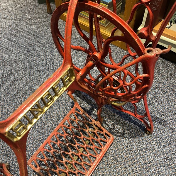 Antique Singer Cast Iron Red Treadle Sewing Table Base - Image 2
