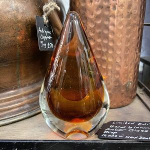 Hand Blown Amber Glass Drop, NZ
