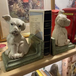 Vintage Cast Iron Bulldog Puppy Book Ends