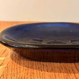 Beautiful Blue Glass Vintage Soap Dish with crest