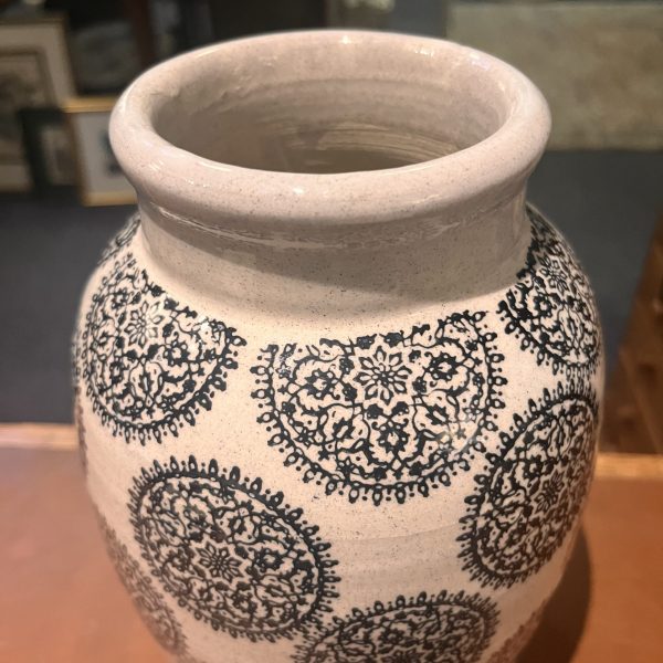 Glazed Light Fawn Mandala Design Pottery Vase - Image 2