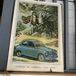 Vintage Fiat Poster - Giorgio De Chirico, Fiat 1400, 1950
