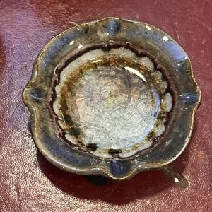 Pretty USA Pottery glazed dish with integrated crytals