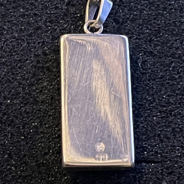 Vintage Amber Mosaic STG Silver Pendant & Chain (30cm) Maker JZ - Image 3