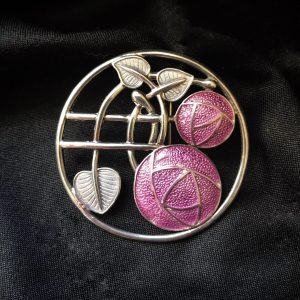Beautiful Charles Rennie Mackintosh Inspired Sterling Silver Enamel Brooch