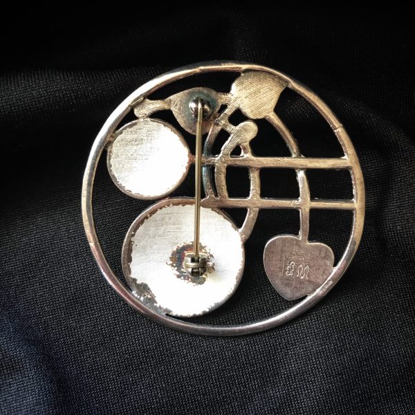Beautiful Charles Rennie Mackintosh Inspired Sterling Silver Enamel Brooch - Image 2