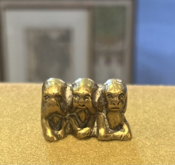 Tiny Vintage Brass Three Wise Monkeys
