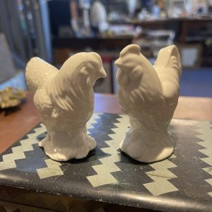 White Ceramic Chickens