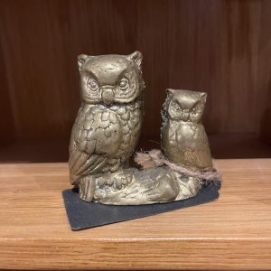 Pair Of Vintage Brass Owls