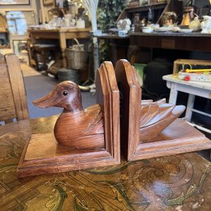 Handcarved Wooden Vintage Bookends