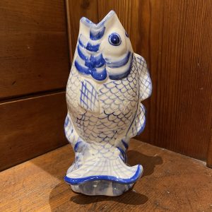 Ceramic Blue & White Koi Fish Vase