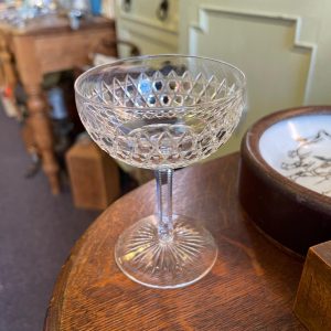 Stunning set of four late 1800’s Victorian notch stem crystal champagne glasses/coupes