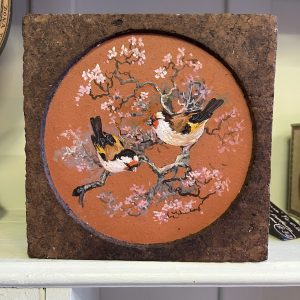 Goldfinches, Hand Painted Terracotta Tile
