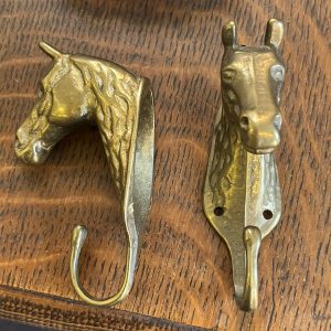 Vintage Brass Horse Head Hooks