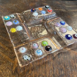 Vintage Fused Glass Mille-Fiori Dish/Ashtray