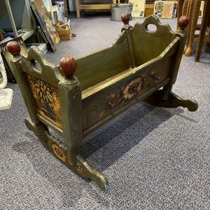 Antique Scandinavian Style Hand Painted Crib