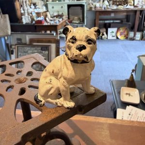 White Bulldog Figurine, Cast Iron
