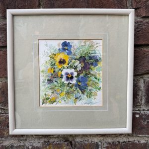 Original Watercolour, Framed Pansies, GM Hughes