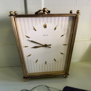 Mid-Century Brass Mauthe Mantle Clock