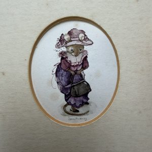 Framed Anthropomorphic Watercolour Of A Victorian Mouse, Jane Pinkney