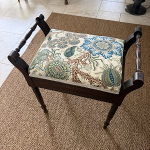 Edwardian Piano Stool With Re- Upholstered Seat